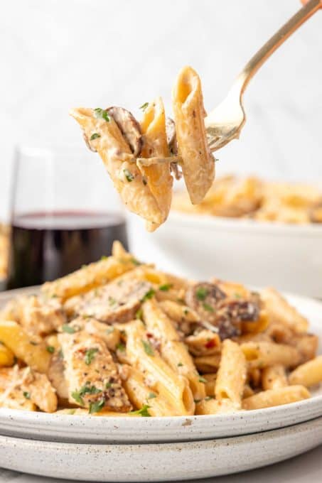 Mushroom Pasta with chicken.