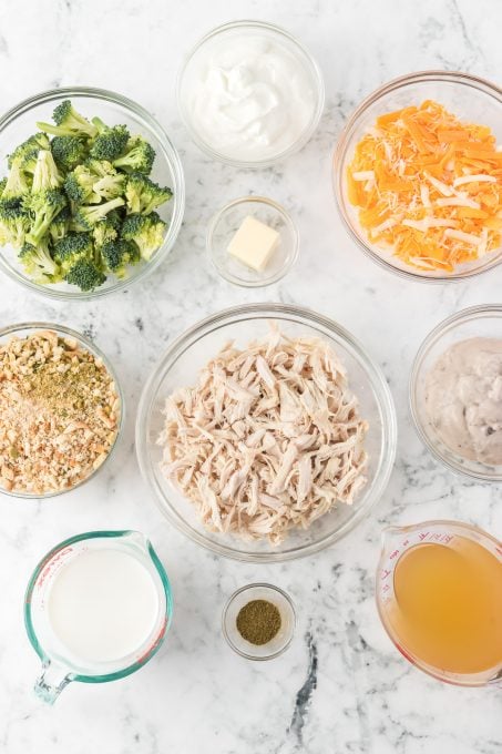 Ingredients for Chicken and Stuffing Casserole.