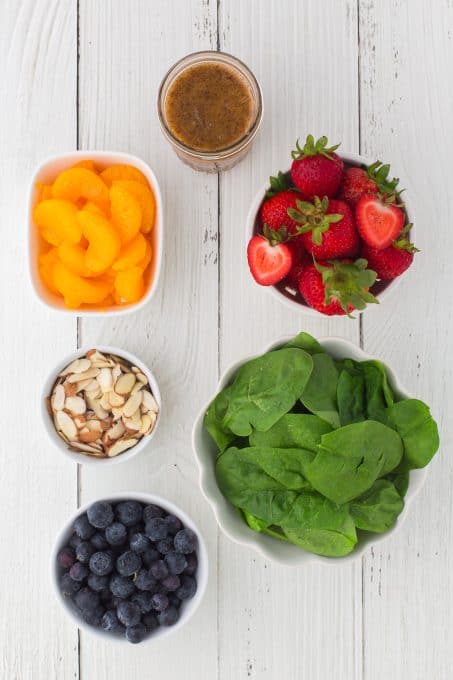 Strawberry Spinach Salad ingredients.