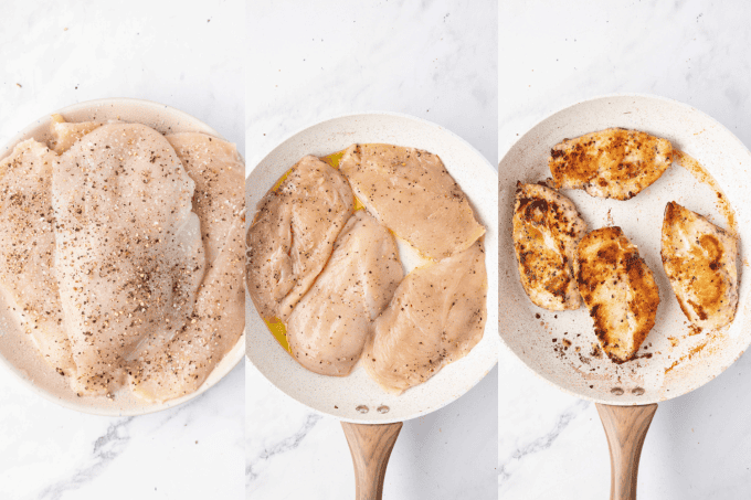 First set of process photos for Chicken Mushroom Pasta.