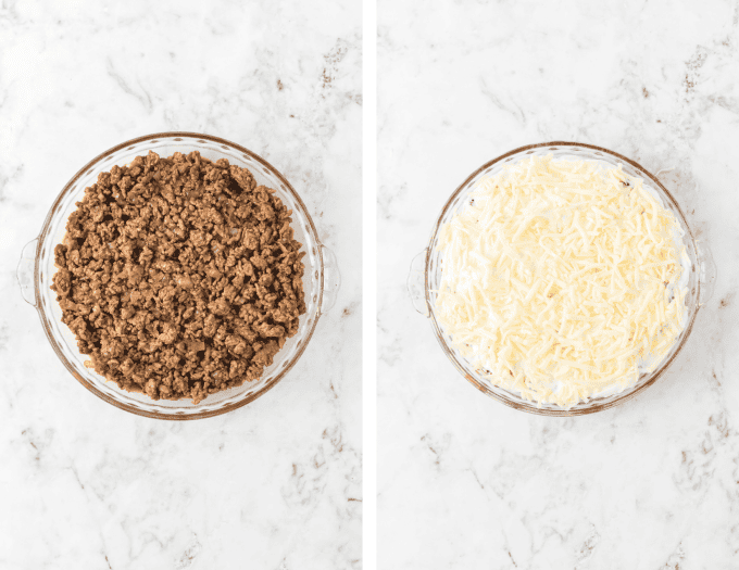 Second set of process photos for Easy Layered Taco Dip.