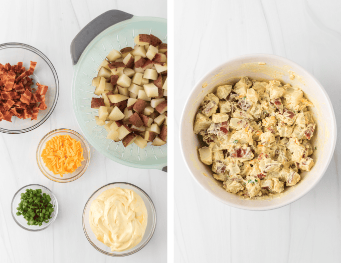 Process photos for Loaded Red Potato Salad.