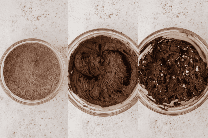 Second set of process photos for Oreo Brownies.
